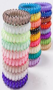 25 pcs 25 kleuren 5 cm Hoogwaardige telefoon draad koordgom Haar stropdas meisjes elastische haarband ring touw snoep kleur armband stretchy9552781