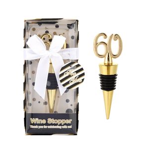 25 stcs 60th Gold Bottle Stoppers Wedding Viering geschenken voor 30e Red Wine Party Gunders en 70e verjaardagscadeaus voor gasten