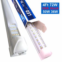 25 piezas de luz LED de 8 pies Luz Luz 144W 14400LM Tubo T8 Cubierta de lente transparente Doble 4 Filas V Forma de bombilla integrada Luces de puertas de enfriamiento LED CRESTech168