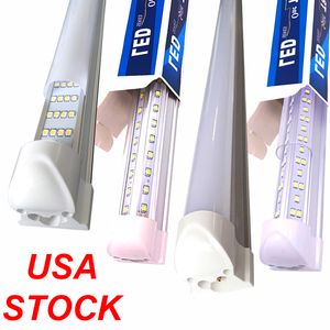 25PCS 8Ft LED Tienda de accesorios de iluminación 144W 14400lm Tubo T8 Cubierta de lente transparente Lado doble 4 filas Forma de V Bombilla integrada Lámpara LED Refrigerador Luces de puerta USASTAR