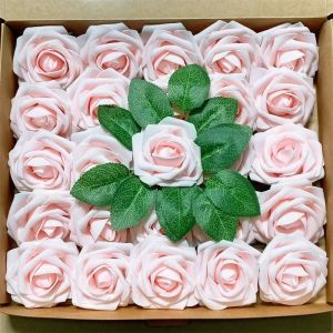 25pcs artificiel rose fleurs mousse fausse fausse fleurs roses pour bouquets de mariage bricolage fête à la maison décoration de jardin décoration