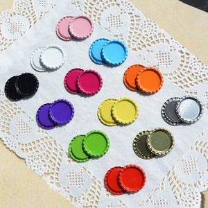 25 -stks gekleurde ronde afgeplatte fles dop ketting sieraden accessoires Diy Hairbow Crafts Metaal in 25 mm blikplaat