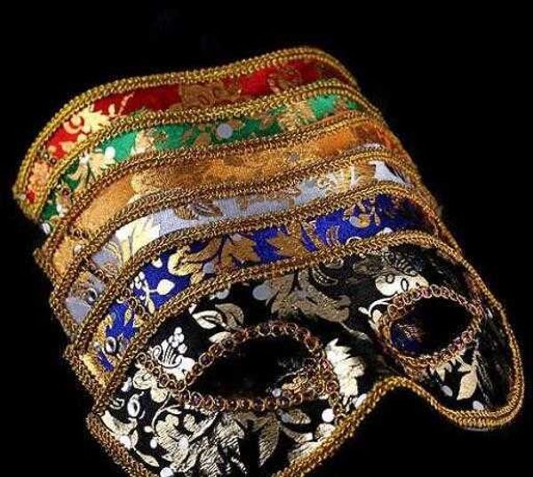 25 pièces demi-masque masque de mascarade d'Halloween mâle, Venise, Italie, masques en tissu brillant en dentelle