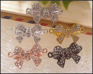 25 stuks in 5 kleuren NIEUW metaal verguld met kristalstrass vlinderboogconnector zijwaartse kralen voor het maken van armbanden sieraden Fin2010915