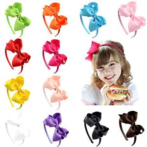 25pcs Kids Big Bowknot Grosgrain Lint Bows Hoofdbanden Mode Solid Colors Bow Haarbanden Baby Girls Hair Hoop