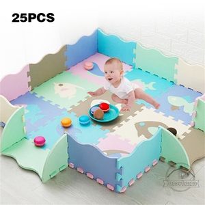 25pcs jouets pour enfants EVA tapis pour enfants tapis en mousse tapis de sol doux puzzle tapis de jeu pour bébé tapis de développement rampant avec clôture 210402