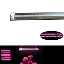 25 stks LED-installatie Grow Light T8 V-vormige geïntegreerde Grow-light buizen Volledig spectrum voor medische planten en bloei fruit roze kleur