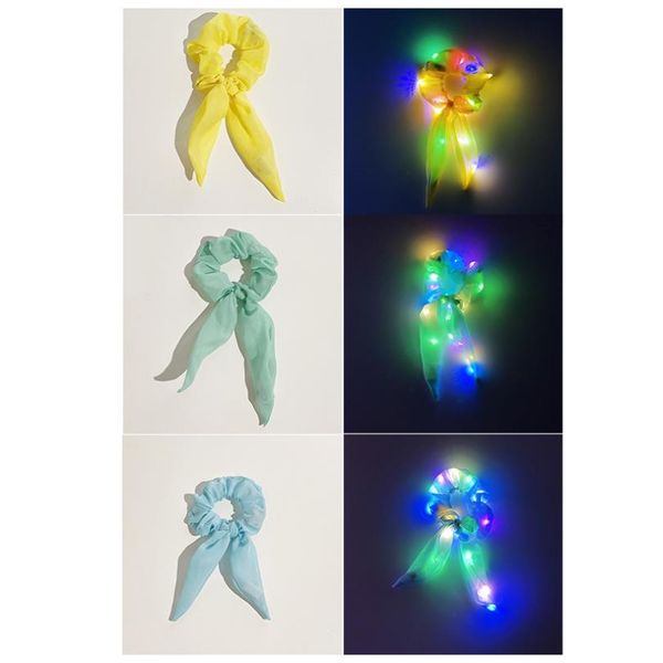 25 pcs LED Jouet Cheveux Chouchou Clignotant Oreilles De Lapin Bandes De Cheveux Femmes Filles Lumineux Coloré Lueur Cheveux Cravate 3 Modes De Lumière Fun Rave Party