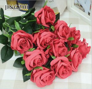 25 pièces/lot décor Rose fleurs artificielles fleurs en soie fleurs florales Latex vraie touche Rose Bouquet de mariage maison fête conception fleurs