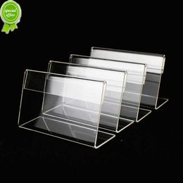 25 pièces Mini signe étiquette support acrylique Transparent bureau carte affichage cadre prix étiquette titulaire comptoir support pour maison boutique 20*40mm