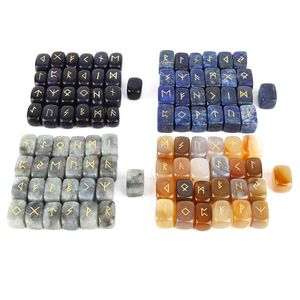 25 pcs Cristal Naturel Rectangle Prototype Pierres Précieuses En Vrac Divination Fortune Pierre Rune Reiki Guérison Bijoux Religieux Futhark Viking Runes Ornement