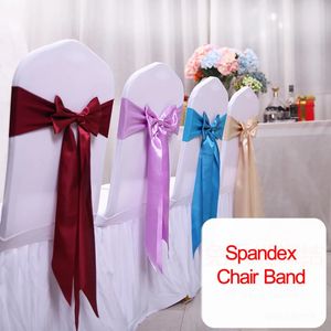 25 stcs satijn spandex stoel cover band linten linten backs voor feest banket decor bruiloft decoratie knoop boog 231222