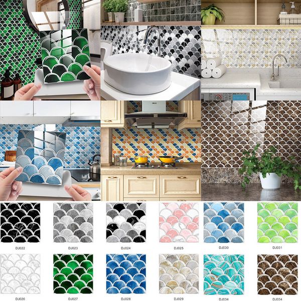 25pcs auto-adhésif PVC Tiles autocollants pour cuisine étanche à mur anti-huile étanche à la chambre de salon décoration de meubles de chambre à coucher