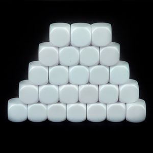 Juego de 25 uds de dados en blanco de tamaño estándar blanco D6 dados de juego de rol de acrílico de seis lados 16mm para juegos de mesa y otros accesorios de juegos