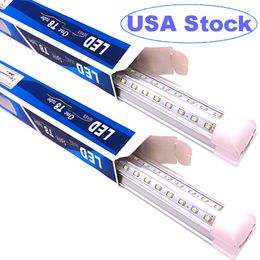 25 -stcs T8 buis LED -winkel Licht bevestiging 4ft 50W 36W DUIDE LENS Clear Cover V Vorm 2 Rij geïntegreerde lamplamp LED -koeler deuren Crestech