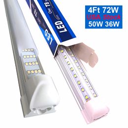 25 UNIDS T8 Tubo LED Lámpara de Tienda 4 pies 72 W 2 pies 18 W Cubierta de Lente Transparente Doble Lado 4 filas Forma de V Lámpara de Bombilla Integrada Puertas Enfriadoras LED USASTAR