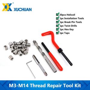 Kit d'outils de réparation de filetage 25 pièces M3/M4/M5/M6/M7/M8/M10/M12/M14 pour restaurer la clé à molette endommagée