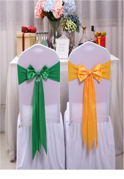 25pcs Décoration de mariage Chaise nouée Bow Sashes Satin Spandex Chaise Couverture Band Ribbons Chair Backs For Party Banqu Jllkdk2181343