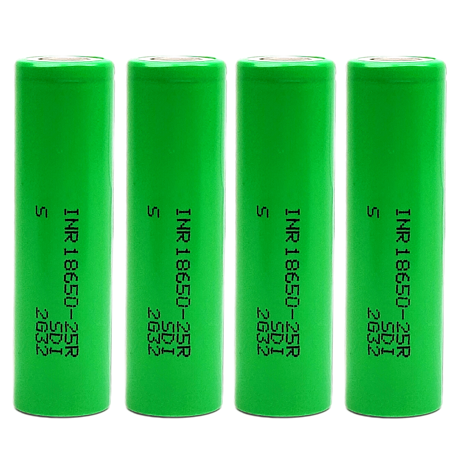 25RS, 3,7-Volt-Akku, echte 2500-mAh-Flachbatterie für Stirnlampen, Kameras, LED-Taschenlampen usw. (4er-Pack)