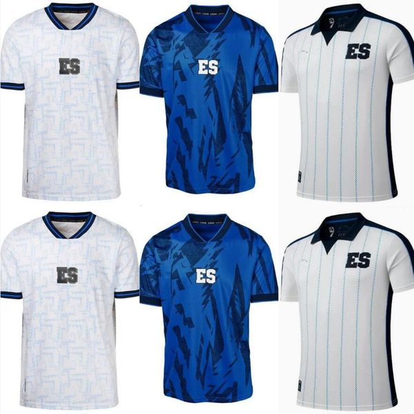 25ème El Salvador Gold Cup Soccer Jerseys 23/24 Accueil Bleu Blanc Blanc National TeamSoccer Chemise À Manches Courtes Personnalisé Football Uniforme Haut