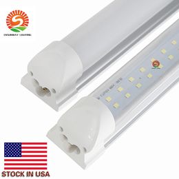 25 unidades FEDEX envía tubos de luz LED 8 pies 72 w lámpara integrada de doble fila SMD 2835 2,4 m 2400mm 8 pies AC85-265V 6500lm lámpara de tubo LED