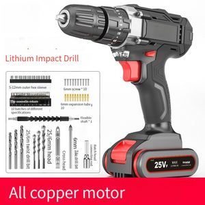 Perceuse et tournevis sans fil 25V trou de travail du bois petite batterie au lithium sans fil perceuse électrique à vis rechargeable multifonctionnelle domestique