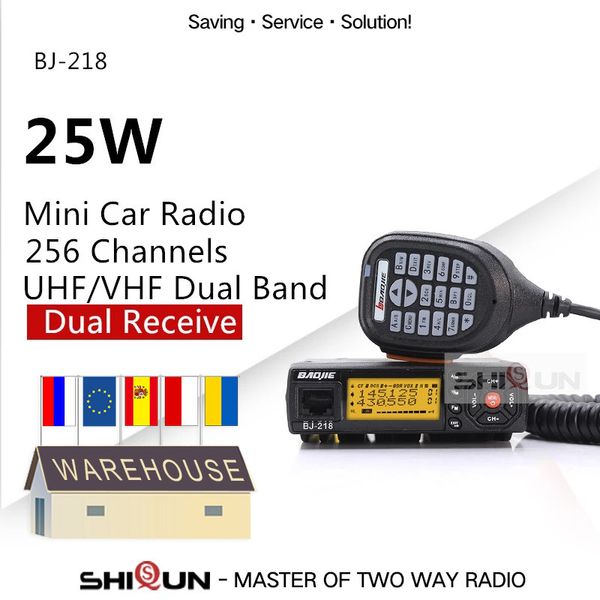 25W Baojie BJ-218 Z218 Walkie Talkie móvil 10 banda Dual VHF UHF Mini Radio de coche 10 KM 20/25W BJ 218 BJ-318 KT8900 KT8900R