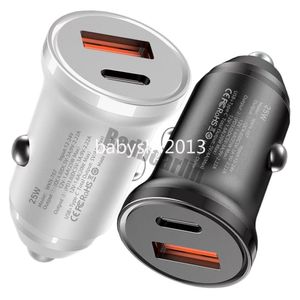 Caricabatterie per auto PD USB C Mini ricarica rapida da 25 W Caricabatterie per veicoli a doppia porta per Iphone 13 14 15 Pro max Samsung xiaomi LG GPS B1