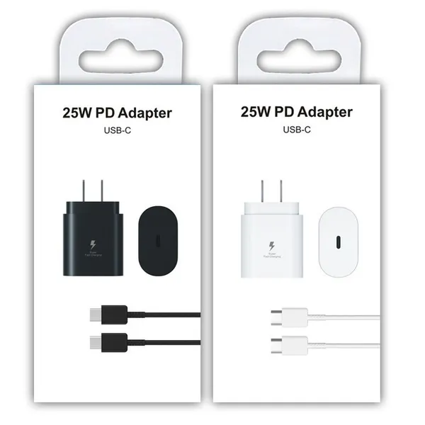 Chargeur PD 25W pour Samsung S23 S22 S21 Note 20 Adaptateur de charge rapide super rapide USB C