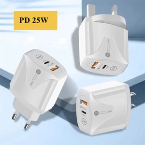 25W PD Type C snellader snel opladen QC 3.0 thuisladeradapter UK US EU-stekker voor Samsung S24 LG iPhone 15 14 Pro Max PC USB-C telefoonoplader