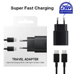 25W Wall Adapters Charger met type C -kabel voor Samsung Super Quick Lay -adapter snel opladen