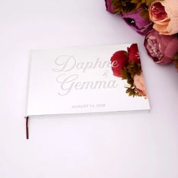 25x18cm aangepaste bruiloft horizontaal handtekening gastenboek acryl spiegel wit blanco gepersonaliseerde boeken feest gunsten bruid geschenken