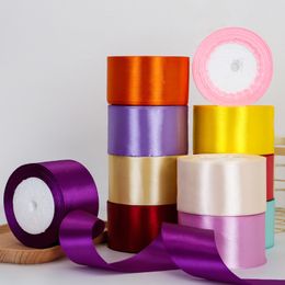 25 yardas/rollo de regalos de boda de cintas Bow para artesanías de bricolaje de 50 mm Cintas de satén Satinado Accesorios de decoración del hogar
