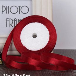 25yards10mm 20mm 25mm 38mm 50mm Vino Rojo Artesanías Cinta de raso Regalo Arco Costura Fiesta Decoración de boda DIY Ribbo natural JLLXDB