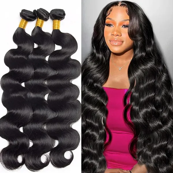 Tissage en lot brésilien Remy 100% naturel ondulé, Extensions de cheveux, trame pour femmes, 26, 28, 30 pouces