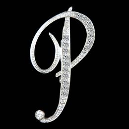 26 A-Z Crystal English Letter Booch Diamond Initiële Lepal Pins Broches Badge Fashion Jewelry for Women Men Will en Sandy Cadeau