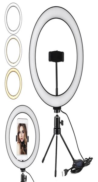 26 cm 10 pouces LED Selfie Ring Light Stand pour ordinateur de bureau USB Mobile Broadcast Dimmable Mini trépied et téléphone stand1191778