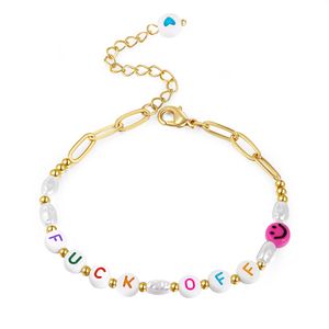 26 perles de lettre de couleur mélangées colorées mot Bracelet Couple Bracelet de trombone polyvalent personnalisé