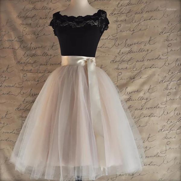 26 couleurs 5 couches de 65 cm longueur genou tulle jupe tutu femmes jupe hautes taille plissée cosplay jupondoot ceinture élastique Faldas1