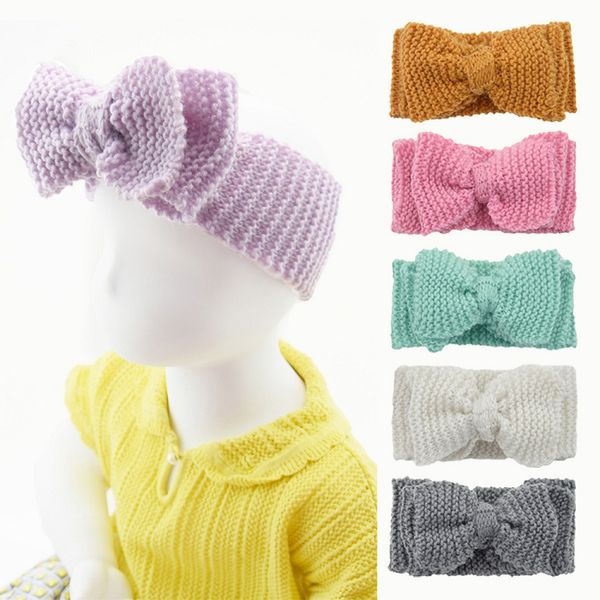 26 colores, diademas tejidas para bebé, bandas para el cabello de ganchillo, accesorios, diadema con lazo, gorros de invierno para niñas M3751