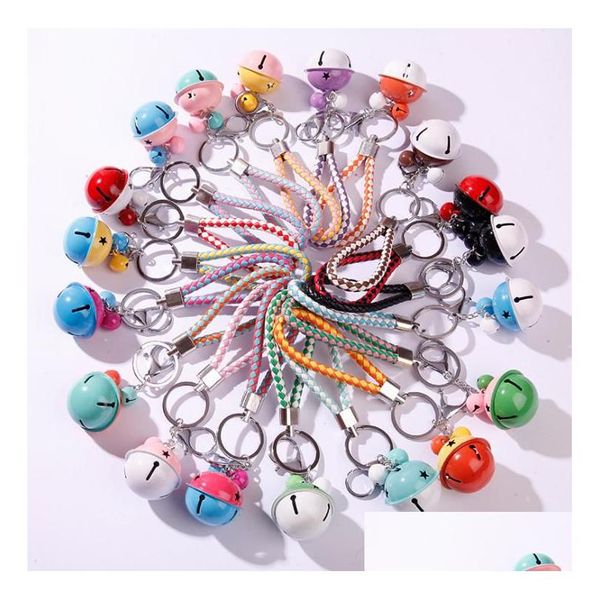 26 couleurs mode double couleur cloche porte-clés en cuir corde tressée porte-clés cordon tissé support de voiture pendentif bricolage accessoires drop livrer Dht3K