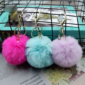 26 couleurs moelleux fourrure en peluche porte-clés pendentif doux fausse fourrure comme boule voiture porte-clés porte-clés femmes sac pendentifs bijoux