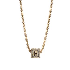 26 Alphabet anglais carré pendentif collier hommes Hip Hop colliers bijoux glacé H lettre pendentif collier en or