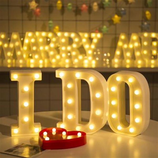 26 Número de dígito de letra en inglés LED Night Light Símbolo LED Modelado Luces Noche de boda Propuesta de cumpleaños Luces292s
