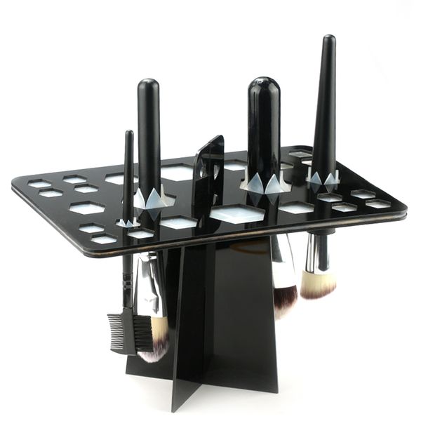 Soporte organizador de cosméticos de 26 agujeros para soporte de brochas, brochas de maquillaje, estante de secado, organizador, estante, brochas de base, herramienta secadora