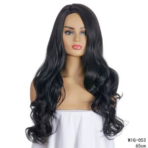 26 pouces 1B Black Synthetic Wig Simulation Simulation Human Remy Perruques Perruques de Cheveux Humains Wig-053