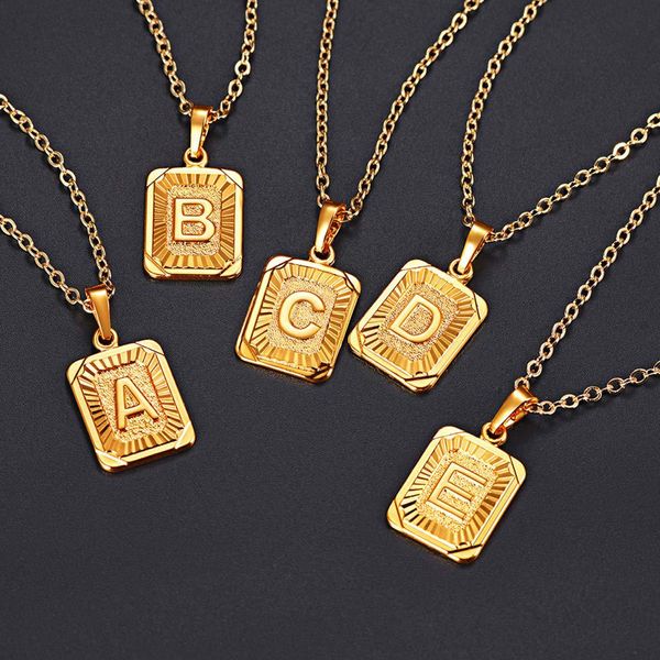 26 Collier de lettre initiale Collier en acier inoxydable STEE Gold Link Chain A-Z Alphabet Nom Pendant For Men Women Jewelry Accessoires