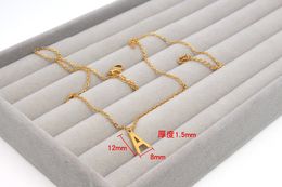 26 Letter 316L roestvrijstalen initiële hanger ketting 18K voor dames sieraden A tot T zilverkleur