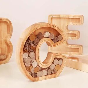 Caja de madera para guardar monedas con 26 letras, caja de almacenamiento de monedas con nombre personalizado para niños y adultos, regalos de cumpleaños, manualidades decorativas, recuerdo