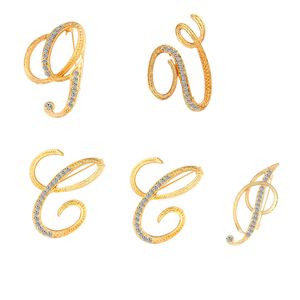 26 lettres bricolage broche femmes strass lettre broche costume épinglette mode bijoux accessoires pour cadeau fête